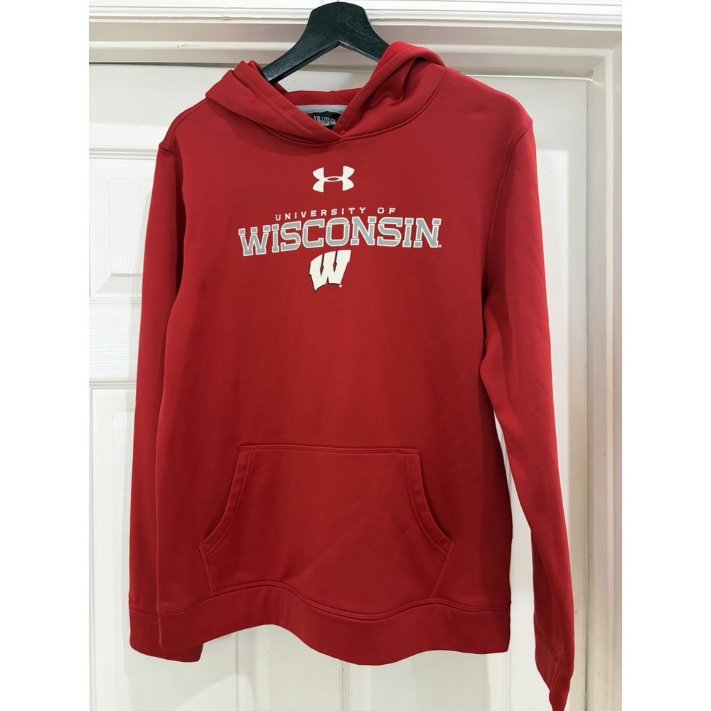 Under Armour Wisconsin Badgers Red Hoodie Sweatshirt Youth XL (YXL)